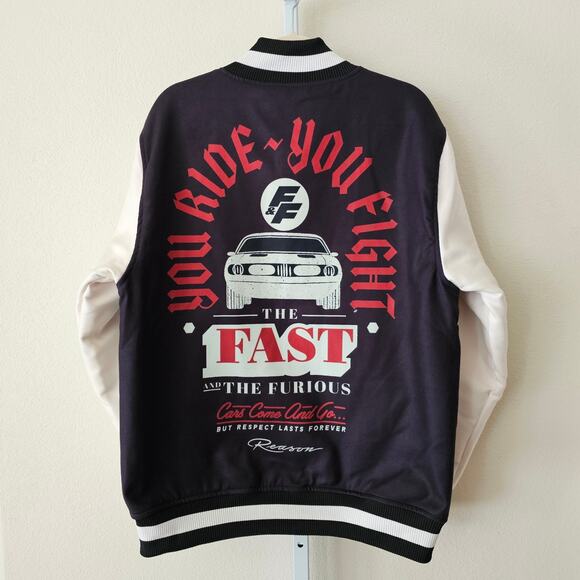 NWT REASON x FAST & FURIOUS Collaboration Varsity Button Down Jacket Sz L - Picture 4 of 16